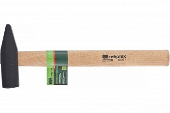 Слесарный молоток 1000 г, квадратный боек, деревянная рукоятка СИБРТЕХ 10222