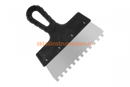 Фасадный зубчатый шпатель (нержавеющая сталь, 200мм, зуб.8x8мм) РемоКолор Мастер 12-8-200