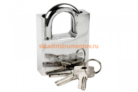 Навесной замок с дополнительной защитой 60 мм ЗУБР ЭКСПЕРТ 37223-60