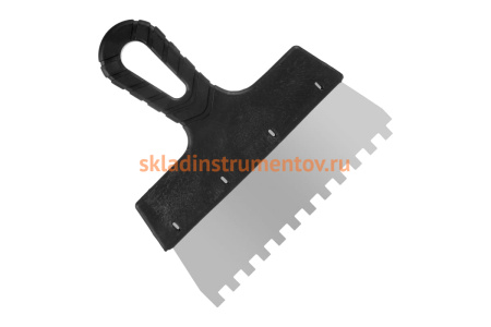 Фасадный зубчатый шпатель (нержавеющая сталь, 200мм, зуб.8x8мм) РемоКолор Мастер 12-8-200