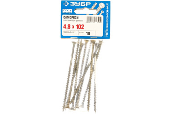 Фосфатированный саморез с крупной резьбой по дереву Зубр PH2 4,8x102 мм 10 шт 300036-48-102
