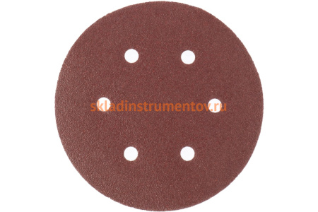 Круг абразивный на ворсовой подложке под липучку, перфорированный (5 шт; 150 мм; 6 отв.; P180) MATRIX 73843