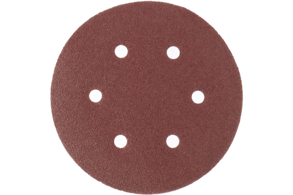 Круг абразивный на ворсовой подложке под липучку, перфорированный (5 шт; 150 мм; 6 отв.; P280) MATRIX 73847