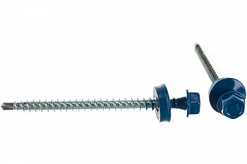 Саморезы Зубр для крепления кровельных материалов к деревянной обрешетки, цвет RAL 5005 синий насыщенный, оцинкованный, 4,8x65мм, 900шт 4-300310-48-065-5005