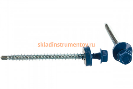 Саморезы Зубр для крепления кровельных материалов к деревянной обрешетки, цвет RAL 5005 синий насыщенный, оцинкованный, 4,8x65мм, 900шт 4-300310-48-065-5005