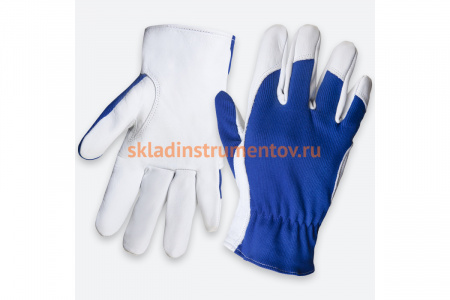 Кожаные перчатки Jeta Safety Locksmith синий/белый JLE321-8/M