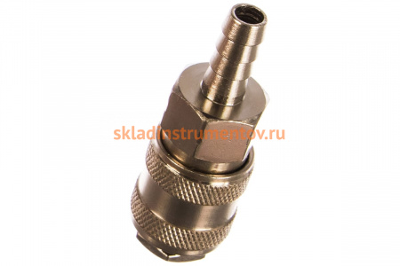 Быстроразъем пневматический с клапаном - елочка 6 мм ЭВРИКА ER-SE1-2SH