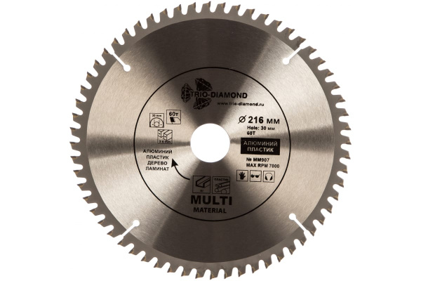 Диск пильный по мультиматериалам (216х30 мм; 60T) Trio-Diamond MM907