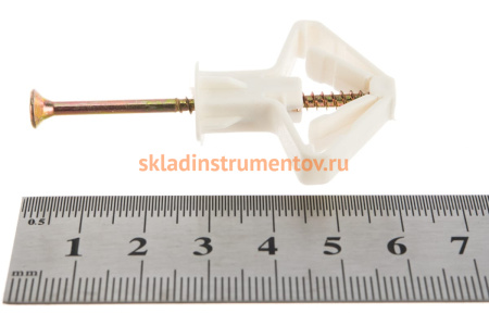 Дюбель "Бабочка" полипропиленовый для пустотелых конструкций с саморезом 4 шт. (10х50 мм; ТФ6) ЗУБР 4-301326