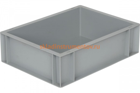 Ящик Тара.ру п/п, 400х300х120, сплошной, без ручек, гладкое дно, серый B-4311