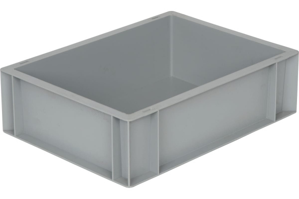 Ящик Тара.ру п/п, 400х300х120, сплошной, без ручек, гладкое дно, серый B-4311
