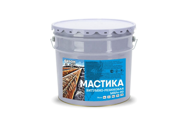 Битумно-резиновая мастика Бизон МБРх-90, 10 л 901310
