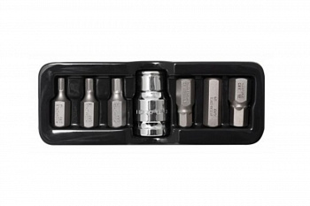 Набор бит HEX с битодержателем (7 пр; 1/2"; 4-12 мм) в ложементе Rockforce RF-4075
