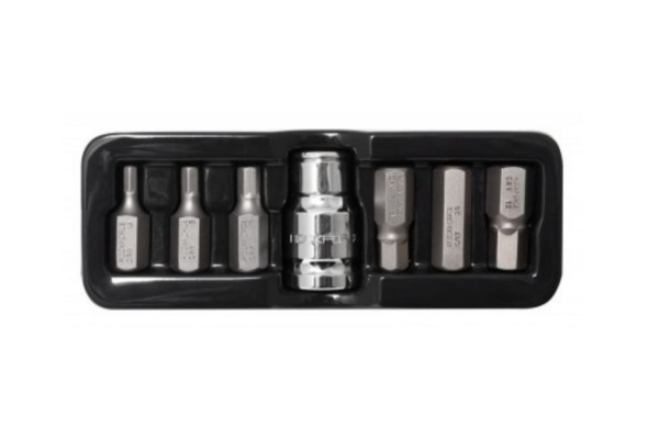 Набор бит HEX с битодержателем (7 пр; 1/2"; 4-12 мм) в ложементе Rockforce RF-4075