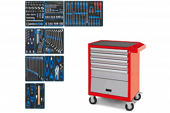 Набор инструментов KING TONY "EFFORT" в красной тележке, 235 предметов 934-235AMR