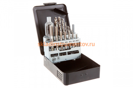 Набор однопроходных метчиков со сверлами D.BOR HSS-G DIN 352 15 шт 19G2015408D