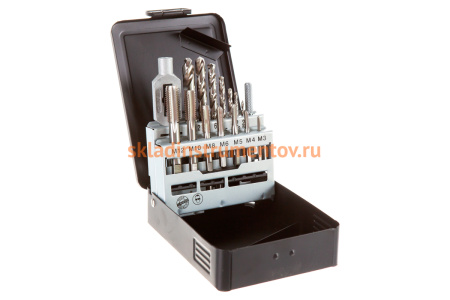 Набор однопроходных метчиков со сверлами D.BOR HSS-G DIN 352 15 шт 19G2015408D