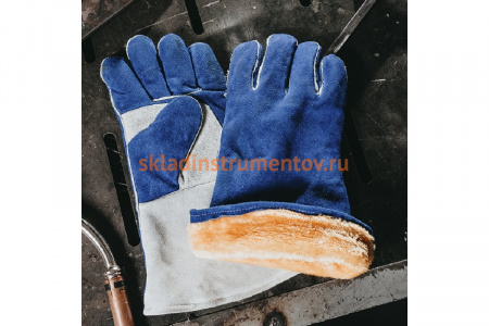 Перчатки сварщика с крагой Jeta Safety Ferrus Frost, цвет синий/серый, JWK601-XL