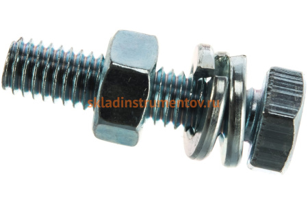 Болт с шестигранной головкой в комплекте с гайкой, шайбой, шайбой пружинной, ЗУБР, МАСТЕР, 303436-06-025