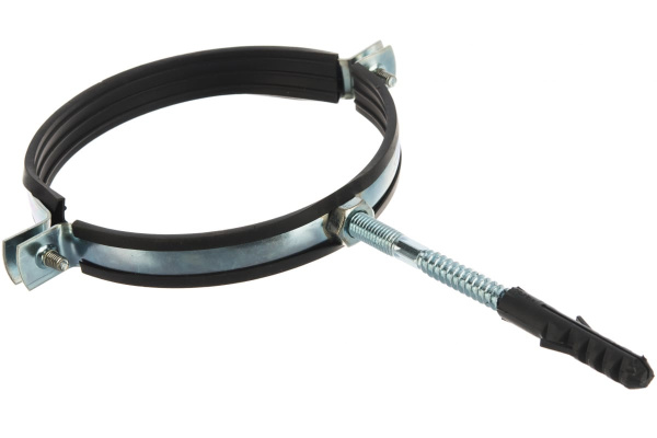 Сантехнический хомут для труб СИБРТЕХ 135-143, резиновый уплотнитель, шпилька+дюбель, 1 шт. 48174