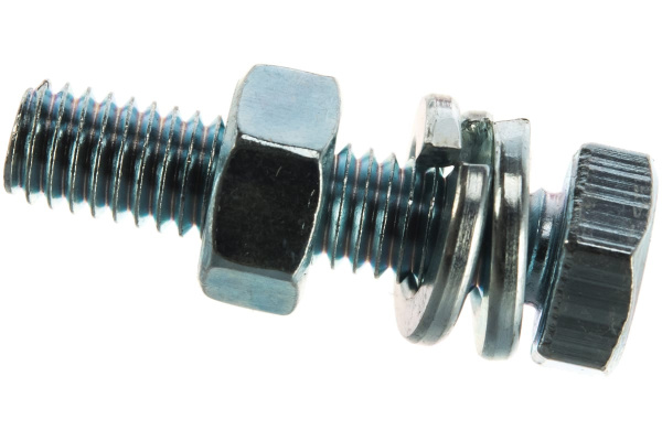 Болт с шестигранной головкой в комплекте с гайкой, шайбой, шайбой пружинной, ЗУБР, МАСТЕР, 303436-06-025