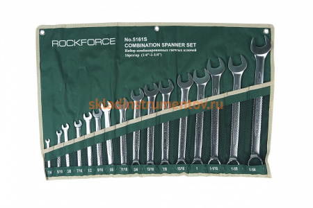 Набор комбинированных дюймовых ключей ROCKFORCE 16пр. на полотне RF-5161S