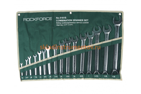 Набор комбинированных дюймовых ключей ROCKFORCE 16пр. на полотне RF-5161S