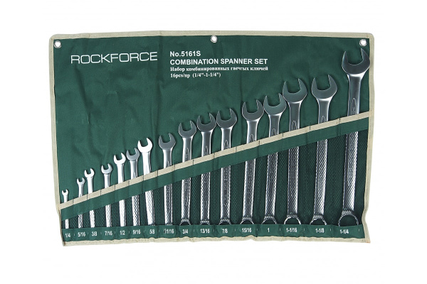 Набор комбинированных дюймовых ключей ROCKFORCE 16пр. на полотне RF-5161S