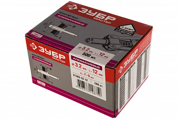 Заклепки алюминиевые (3,2 мм х 12 мм) 500 шт. "МАСТЕР" Зубр 31305-32-12