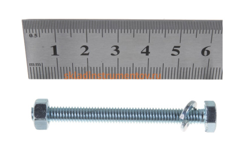 Болт с шестигранной головкой в комплекте с гайкой, шайбой, шайбой пружинной, ЗУБР, МАСТЕР, 303436-06-060