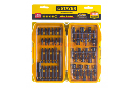 Набор насадок BlackPro для ударного шуруповерта (45 шт.) STAYER 26225-H45