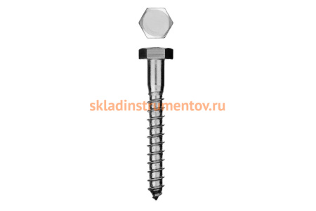 Оцинкованный шуруп для деревянных лаг и реек Зубр c шестигранной головкой, 12x120мм, ТФ6 4-300456-12-120