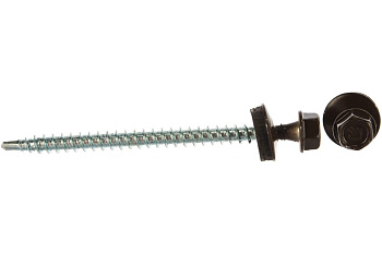 Саморезы для крепления кровельных материалов к деревянной обрешетке Зубр цвет RAL 8028 земельно-коричневый, оцинкованные, 4,8x70мм, 800шт 4-300310-48-070-8028