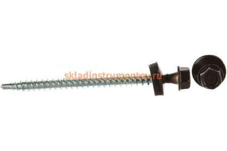 Саморезы для крепления кровельных материалов к деревянной обрешетке Зубр цвет RAL 8028 земельно-коричневый, оцинкованные, 4,8x70мм, 800шт 4-300310-48-070-8028