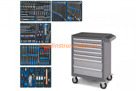 Набор инструментов KING TONY "CLAIM" в серой тележке, 286 предметов 934-286AMG