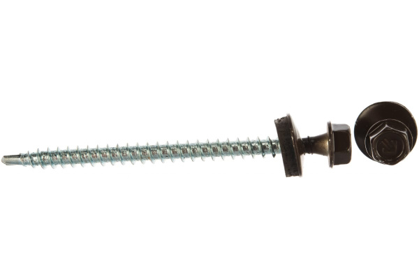 Саморезы для крепления кровельных материалов к деревянной обрешетке Зубр цвет RAL 8028 земельно-коричневый, оцинкованные, 4,8x70мм, 800шт 4-300310-48-070-8028