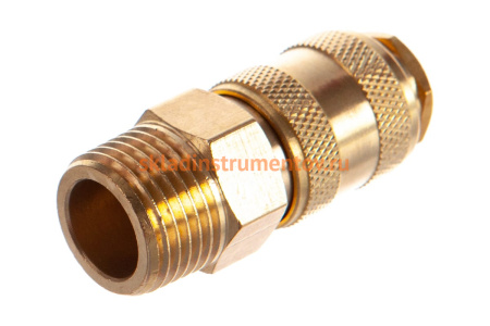 Быстроразъем пневматический с клапаном - наружная резьба 1/2", латунь ЭВРИКА ER-BSE1-4SM