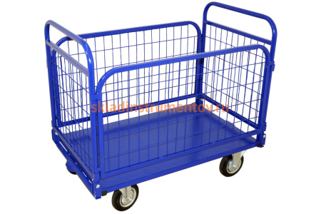 Тележка RUSKLAD платформенная с сетчатыми бортами и складными ручками ТСРС 5 (700x1200) d160мм Тележка RUSKLAD платформенная с сетчатыми бортами и складными ручками ТСРС 5 (700x1200) d160мм