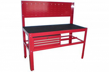 Верстак с 3х полочным ящиком и задней перфорированной стенкой TORIN 1500х700х1500мм TSG5932B