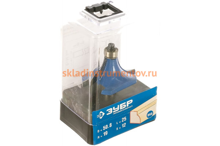 Фреза кромочная калевочная №1 ПРОФЕССИОНАЛ (50.8х25х71.5 мм; R19 мм; хвостовик 12 мм; ВК6) Зубр 28701-50.8