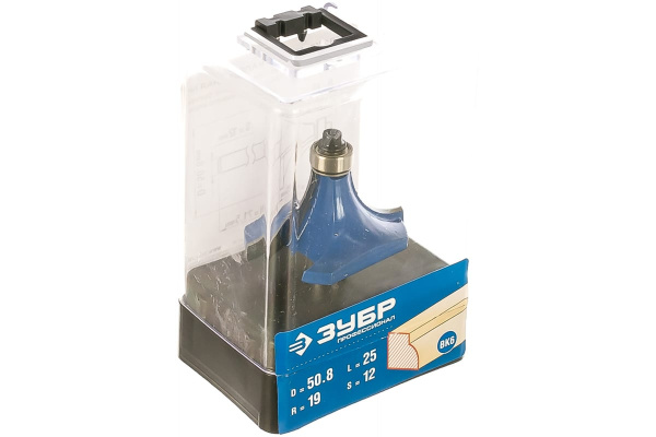 Фреза кромочная калевочная №1 ПРОФЕССИОНАЛ (50.8х25х71.5 мм; R19 мм; хвостовик 12 мм; ВК6) Зубр 28701-50.8