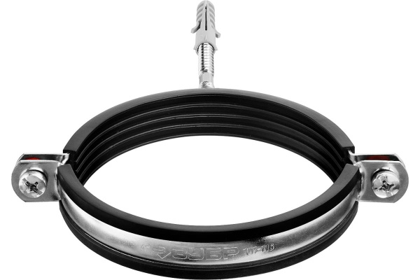 Трубный хомут "МАСТЕР" Зубр оцинкованный в комплекте с сантехнической шпилькой и дюбелем, 3/4", 1 шт 37866-26-30