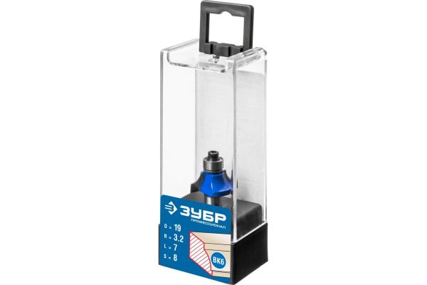 Фреза кромочная калевочная ПРОФЕССИОНАЛ №1 (19х7х48.1 мм; R3.2 мм; хвостовик 8 мм) Зубр 28700-19