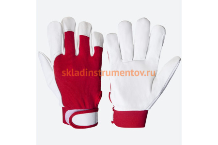 Кожаные перчатки Jeta Safety Mechanic, цвет красный/белый, манжета велкро JLE301-10/XL Кожаные перчатки Jeta Safety Mechanic, цвет красный/белый, манжета велкро JLE301-10/XL