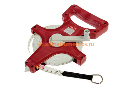 Землемерная рулетка (красный открытый корпус, фибергласовая лента 30 м) КУРС 17663