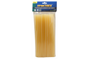 Клей жёлтый, прозрачный (33 шт; 11х300 мм) для клеевого пистолета ПРАКТИКА 641-664