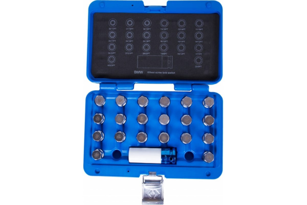 Набор насадок для монтажа/демонтажа секреток колес BMW, 21шт KING TONY 9BW0221