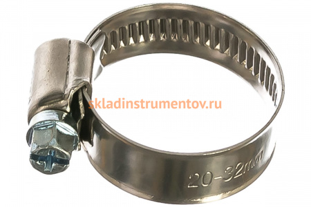 Хомуты Зубр ЭКСПЕРТ из нержавеющей стали с накатной лентой НЛ-12, 20-32мм, 100шт 37822-20-32-100