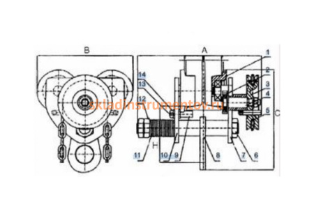 Тележка для тали TOR Тип В GCL 20Х6 с механизмом передвижения 104206