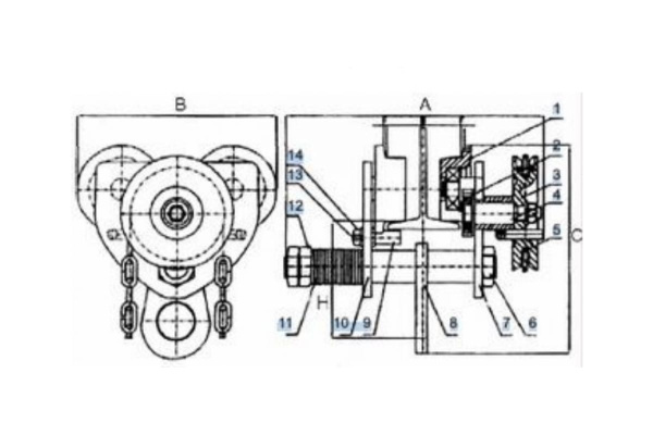 Тележка для тали TOR Тип В GCL 20Х6 с механизмом передвижения 104206